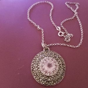 Sterling silver necklace,marcasite